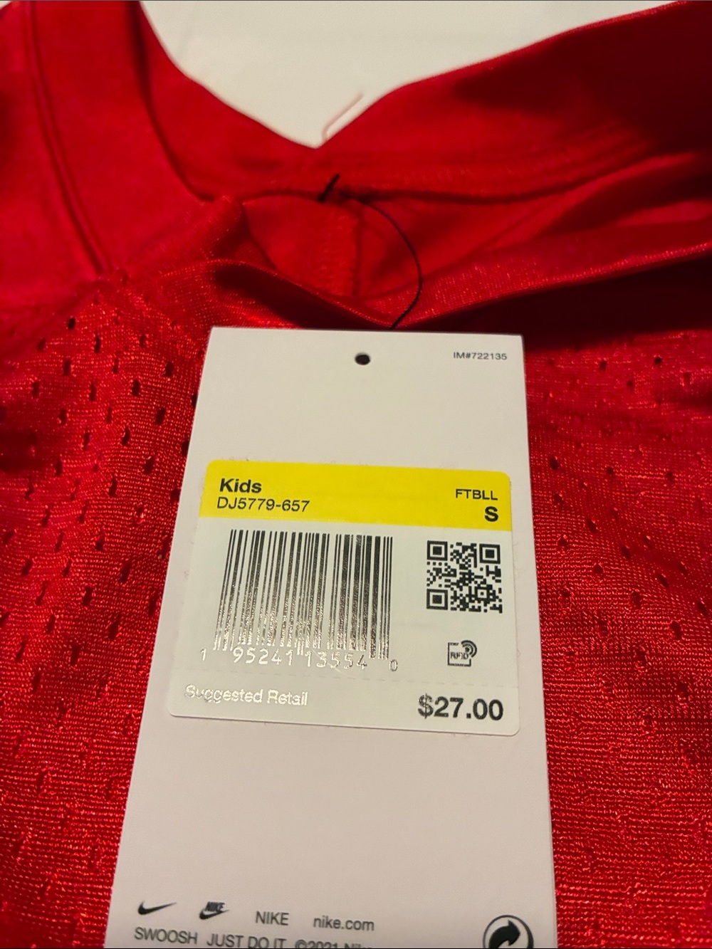 Nike Red Kids Short Sleeve Dri-FIT Jersey - Picture 5 of 5